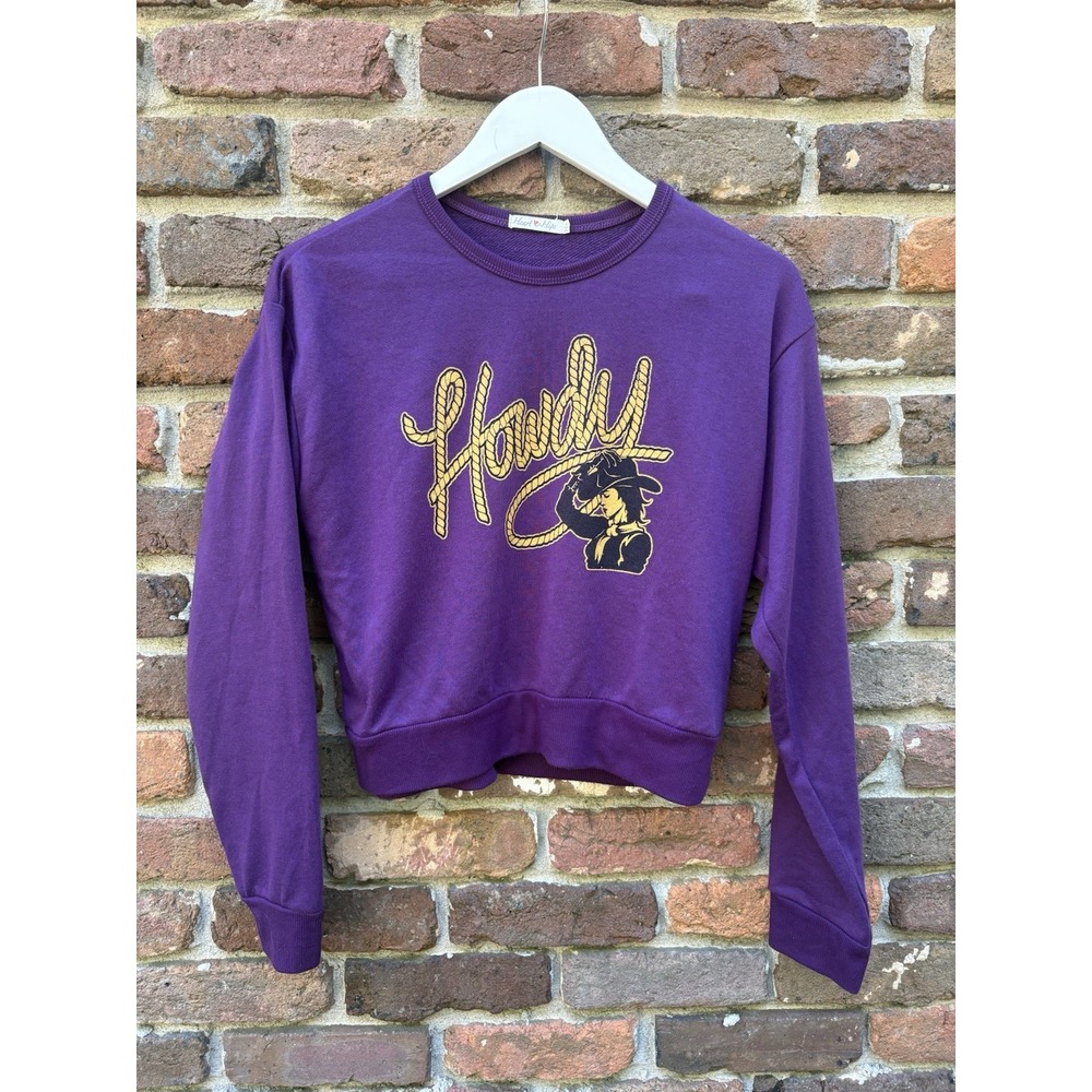 Women's "Howdy" Western Theme Cowgirl Top Purple  Long Sleeve‎ Size M
